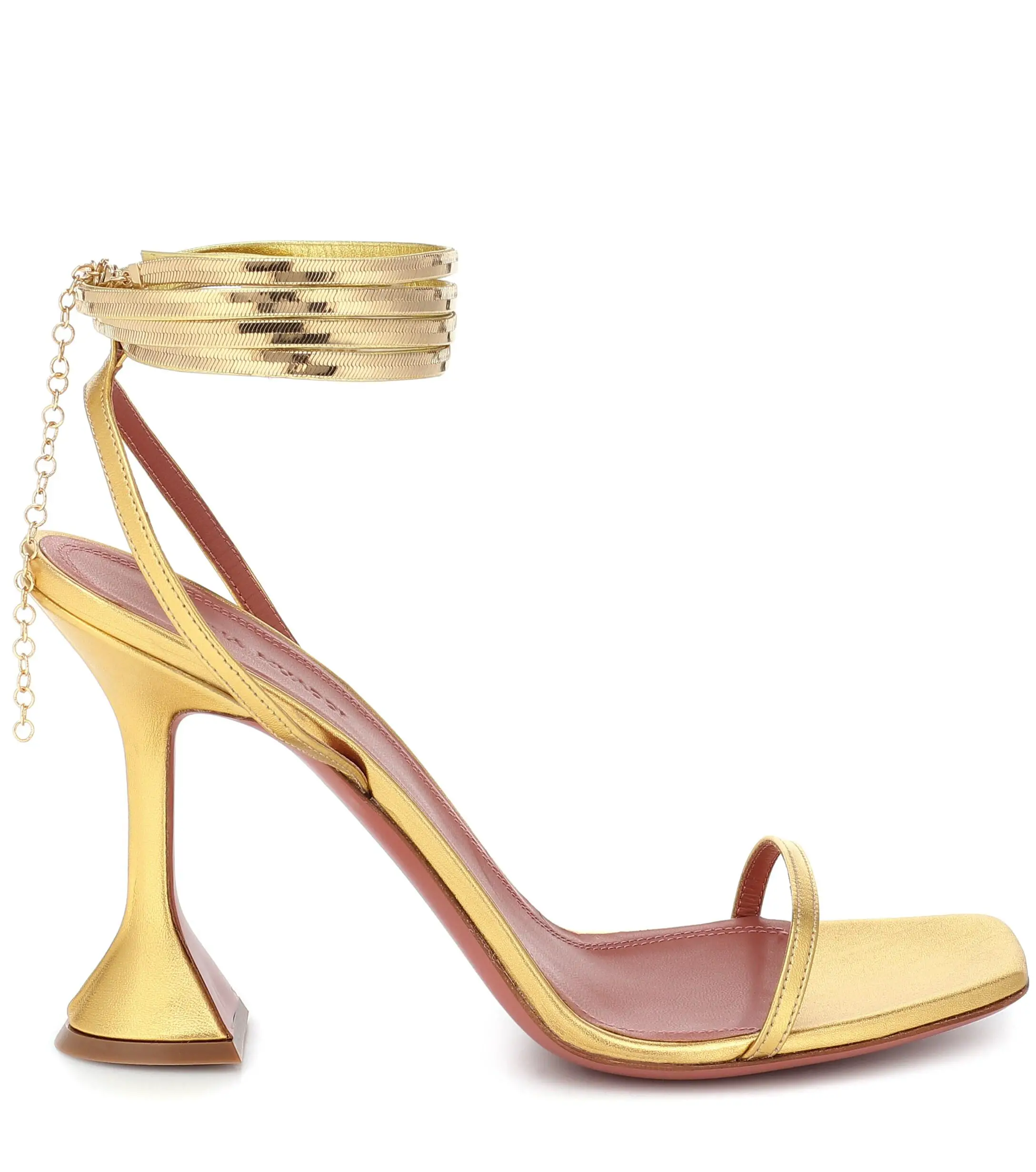 Amina Muaddi Henson Gold Metallic Sandals - SURGEOFSTYLE by Benita